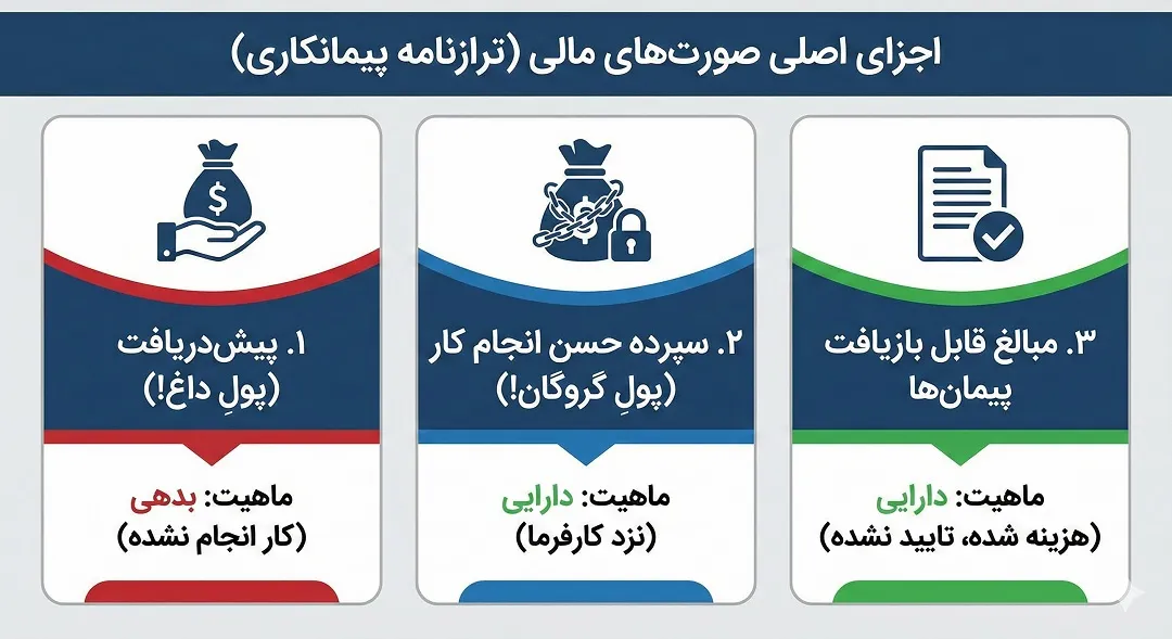 اجزای اصلی صورت های مالی پیمانکاری