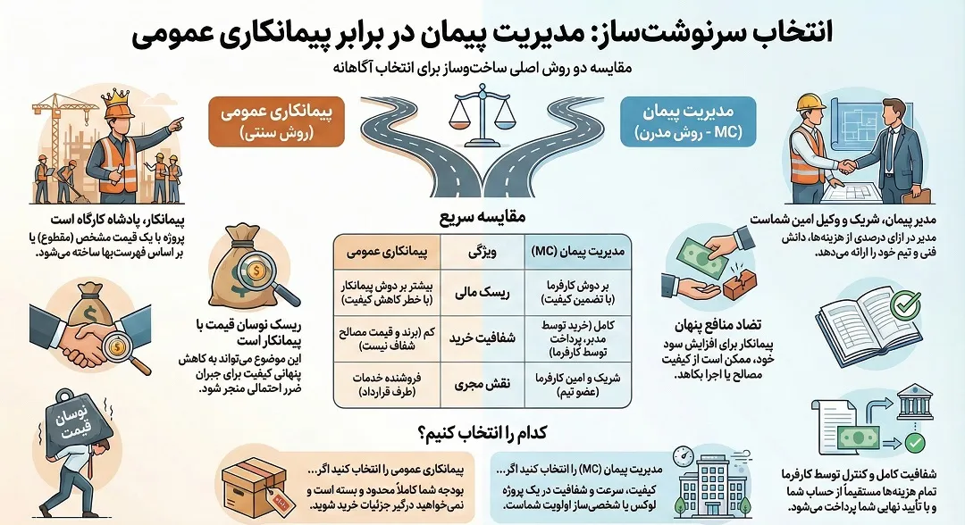 تفاوت پیمانکاری و مدیریت پیمان