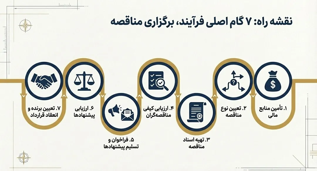 7 گام اصلی فرآیند، برگزاری مناقصه