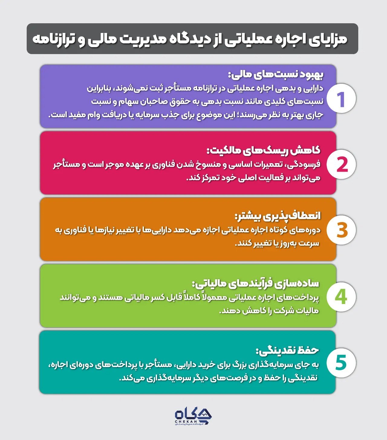 مزایا از دیدگاه مدیریت مالی و ترازنامه