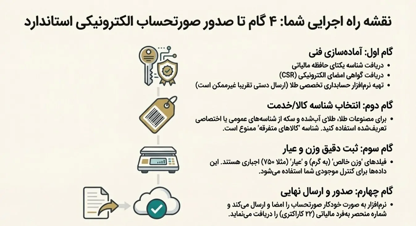 آموزش گام‌به‌گام ارسال صورتحساب الکترونیکی طلا