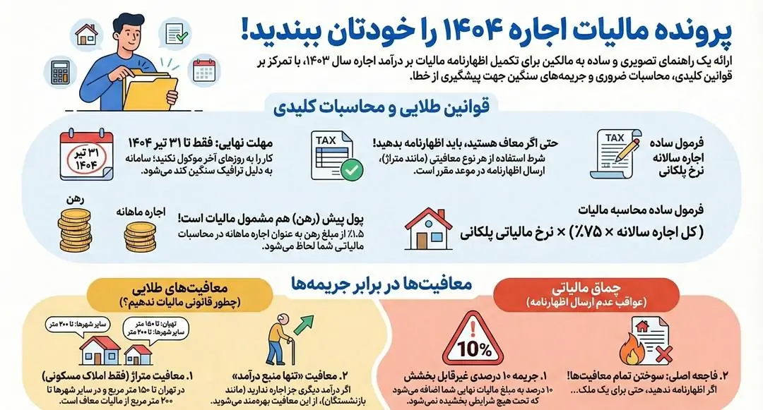 پرونده مالیات اجاره 1404 را خودتان ببندید
